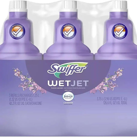 Swiffer WETJET Multi-Purpose Floor Cleaner Solution With Febreze Refill, Lavendar Vanilla And Comfort Scent, 42.2 Ounce (Pack of 3) - Retail Therapy Outlet
