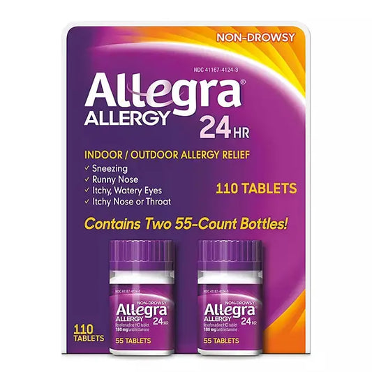 Allegra 24-Hour Indoor/Outdoor Allergy Relief Tablets, 180 mg (110 count) Xyzal