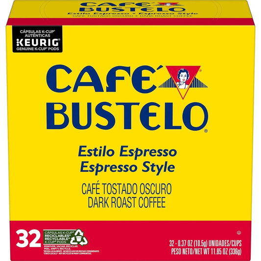 Café Bustelo Espresso Style, Dark Roast Coffee, 32 Keurig K-Cup Pods Cafe Buestelo