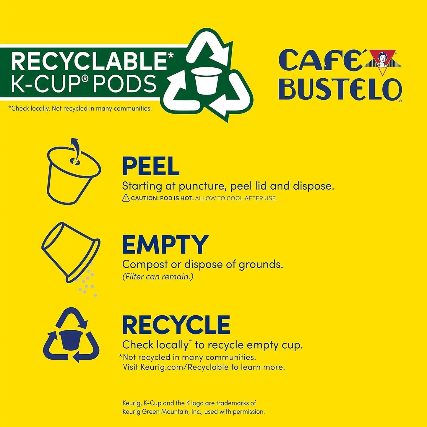 Café Bustelo Espresso Style, Dark Roast Coffee, 32 Keurig K-Cup Pods Cafe Buestelo