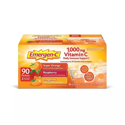 Emergen-C Drink Mix Variety Pack, Super Orange, Raspberry & Tangerine (29.1 oz., 90 count) - Retail Therapy Outlet