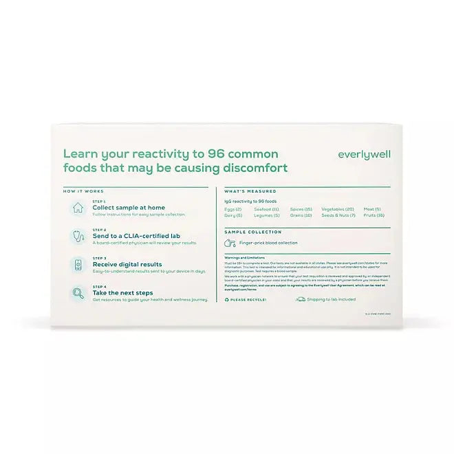 Everlywell Food Sensitivity At Home Test, 96 Different Foods Everlywell