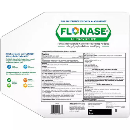 FLONASE Allergy Relief Nasal Spray (144 sprays per bottle, 3 count) Nasacort