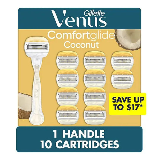 Venus Comfortglide Women's Razor Handle + 10 Cartridges, Coconut Gillette