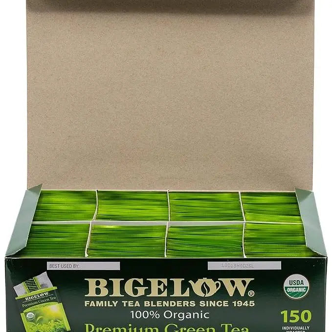Bigelow Premium 100-Percent Organic Green Tea 150-Count Box, Individually Wrapped - Retail Therapy Outlet