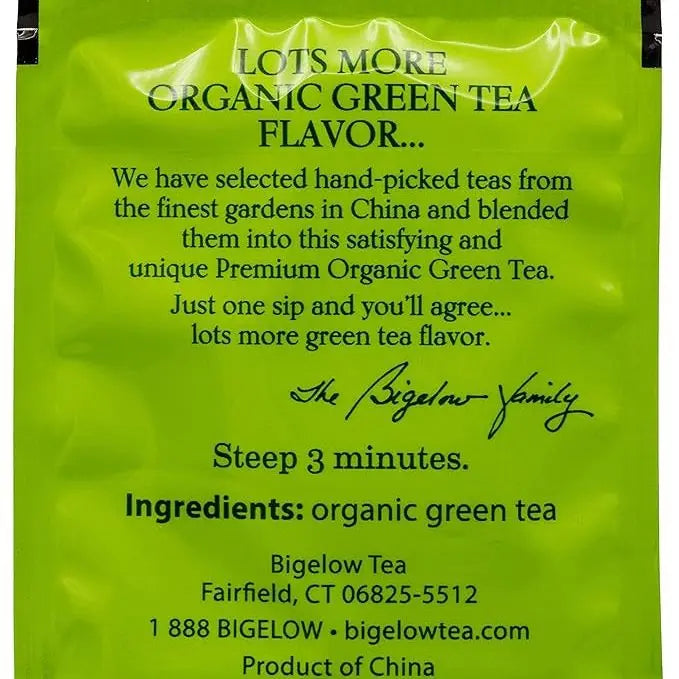 Bigelow Premium 100-Percent Organic Green Tea 150-Count Box, Individually Wrapped - Retail Therapy Outlet