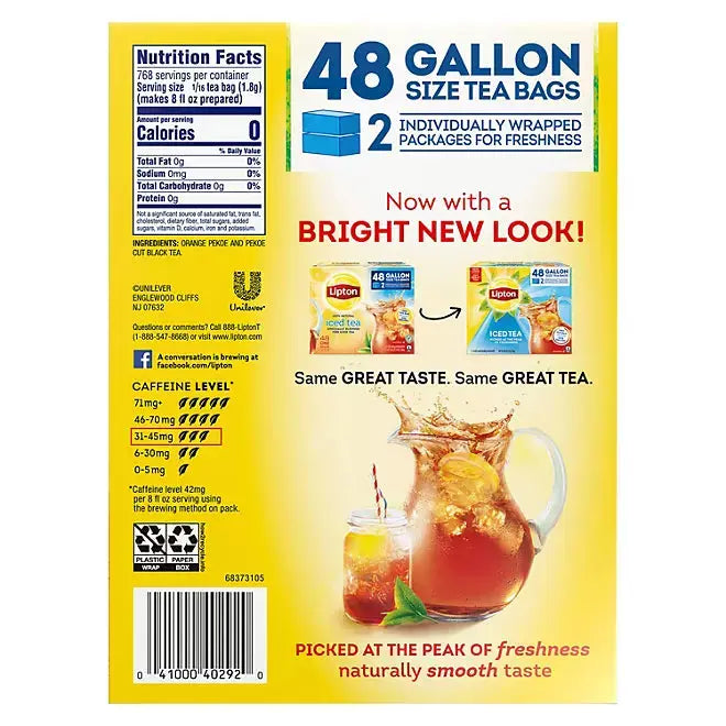 Lipton Iced Tea, Gallon Size Tea Bags (48 count) Lipton