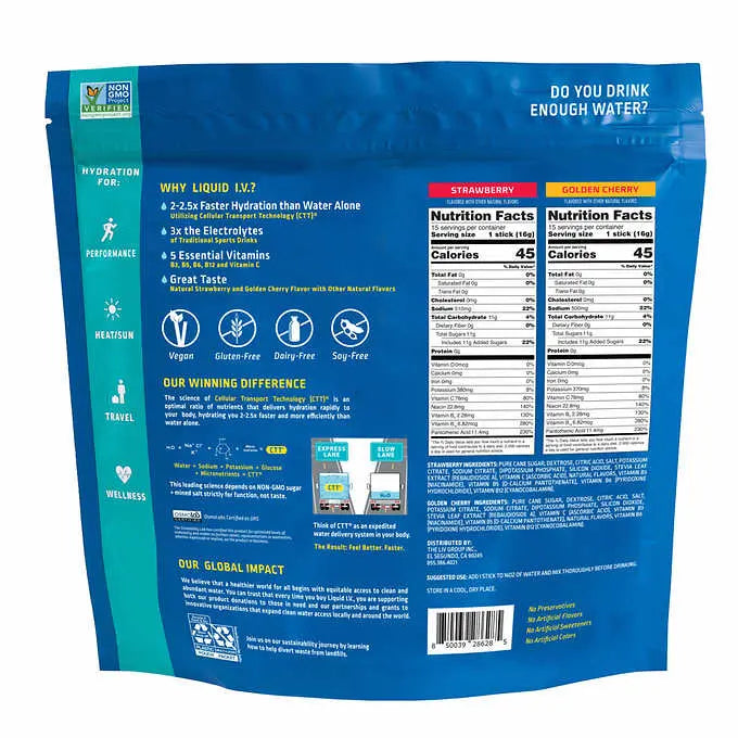 Liquid I.V. Hydration Multiplier 30 Individual Serving Stick Packs in Resealable Pouch, Variety Pack Liquid IV