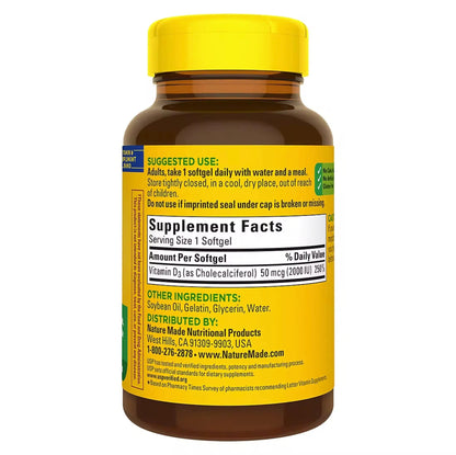 Nature Made Vitamin D3 2000 IU (50 mcg) Softgels, 320 count Nature Made