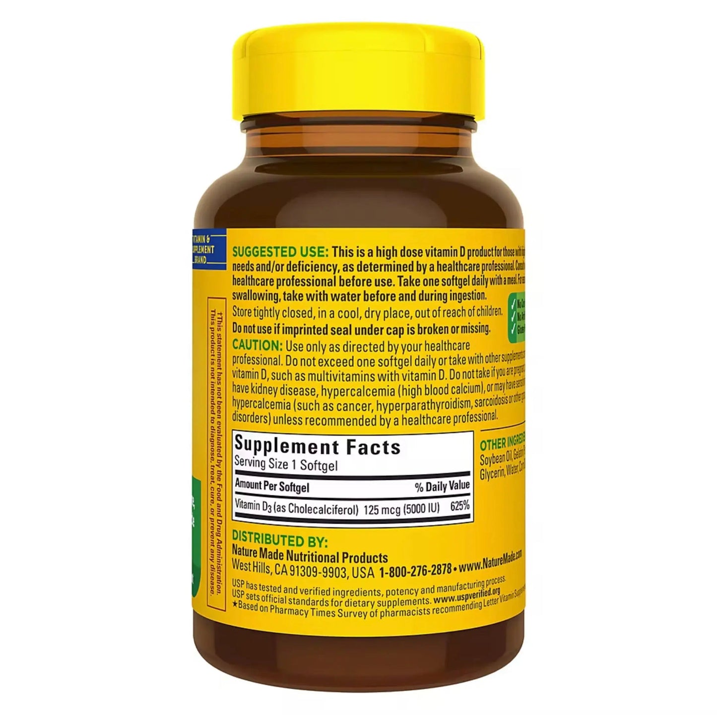 Nature Made Extra Strength Vitamin D3 5000 IU (125 mcg) Softgels, 220 count Nature Made