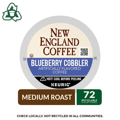 New England Coffee Blueberry Cobbler, Medium Roast Single Serve K-Cup Pods, 12 count Box , Pack of 1