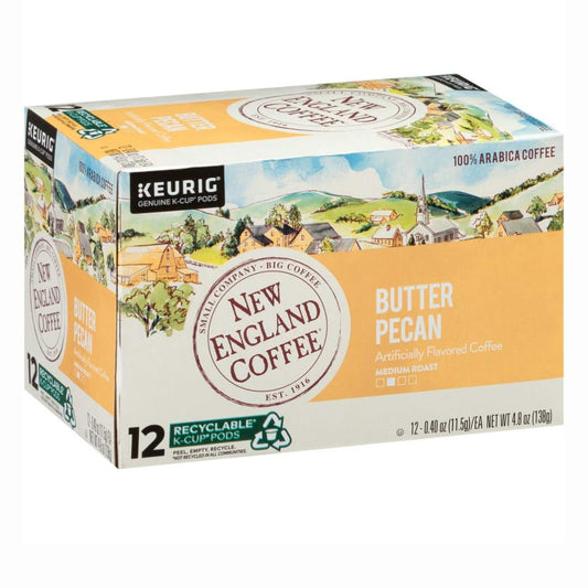 New England Coffee Butter Pecan Medium Roast K-Cup Coffee Pods, 12 count Box,  , Pack of 6