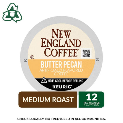 New England Coffee Butter Pecan Medium Roast K-Cup Coffee Pods, 12 count Box,  , Pack of 6