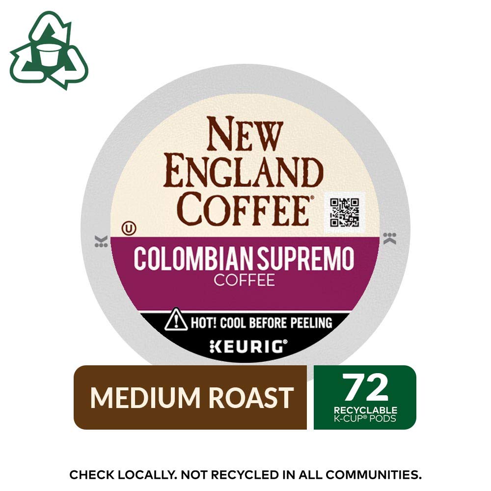 New England Coffee Colombian Supremo Medium Roast K-Cup Pods 12 Count Box