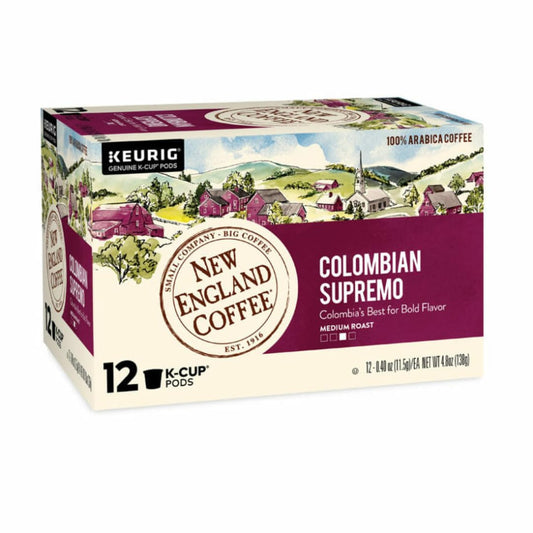 New England Coffee Colombian Supremo Medium Roast K-Cup Pods 12 Count Box