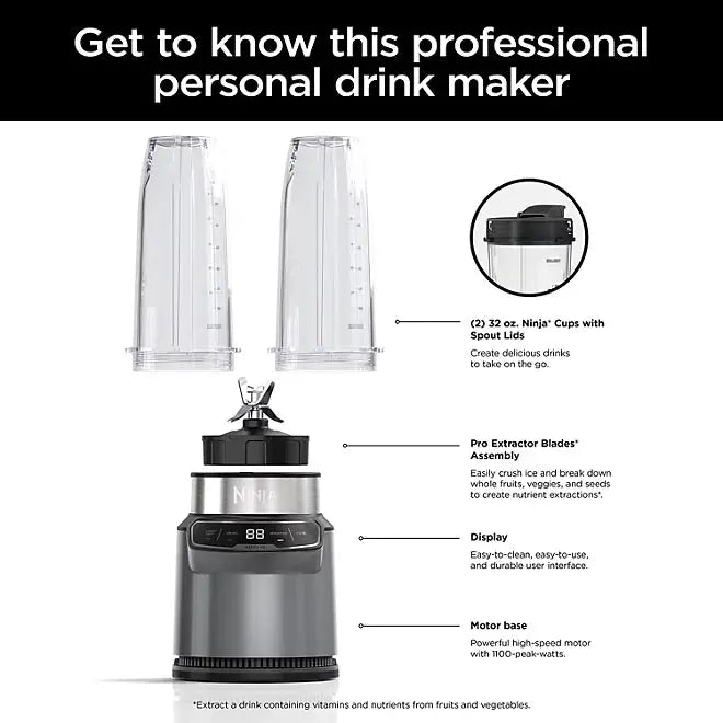 Ninja Nutri-Blender Pro with Auto-iQ, Personal Blender, CL401A Ninja