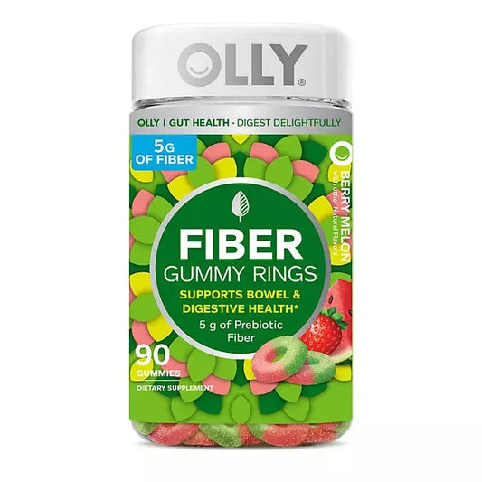 OLLY Fiber Gummy Rings 5g Prebiotic Fiber, Strawberry Watermelon (90 count) OLLY