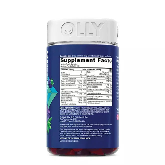 OLLY Men's Multivitamin Gummy, Blackberry (200 count) OLLY