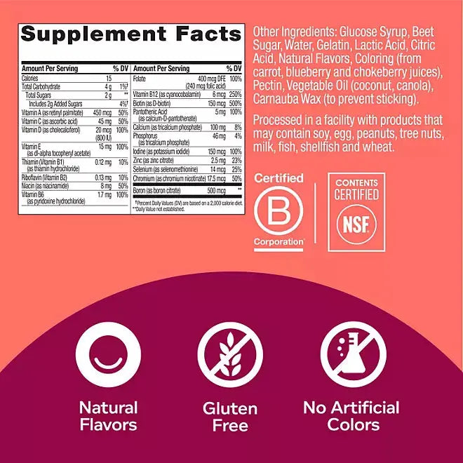 OLLY Women's Multivitamin Gummies, Health & Immune Support, Berry (200 count) OLLY