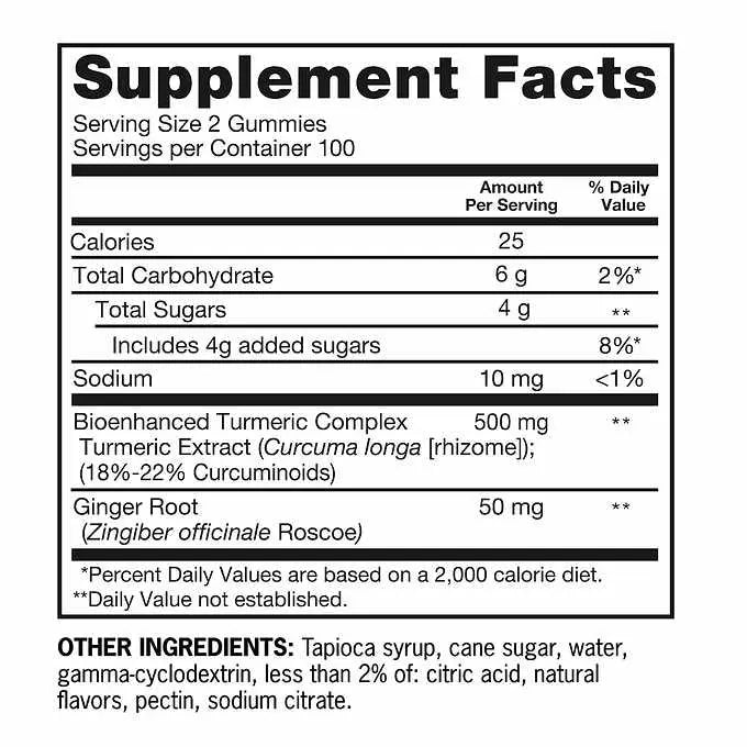 Qunol Turmeric Plus Ginger, 200 Gummies Qunol