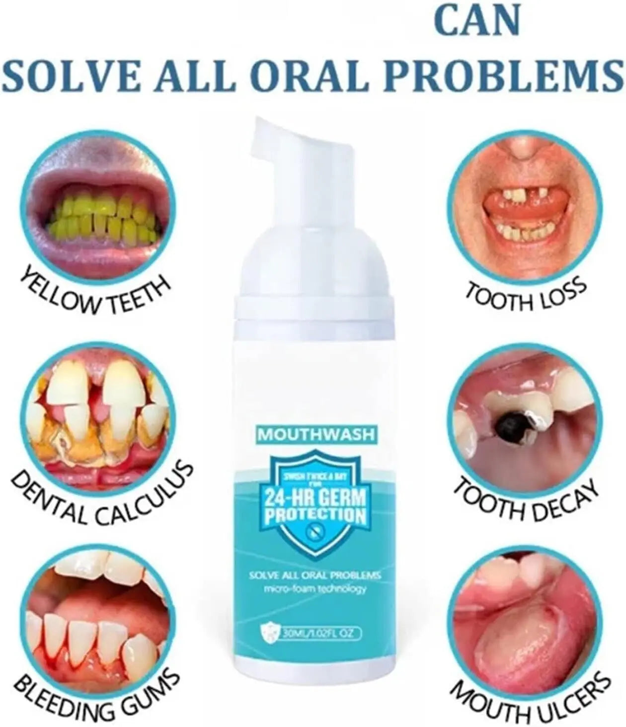 50ml Teethaid Mouthwash Whitening Toothpaste Foam Refreshing Breath Deep Clean Teethaid