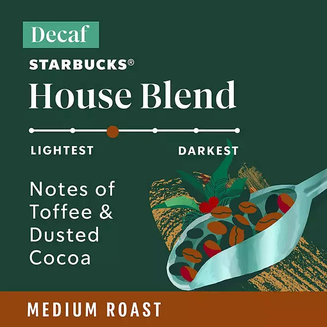 Starbucks Decaf Medium Roast K-Cup Coffee Pods, House Blend (72 count) Starbucks