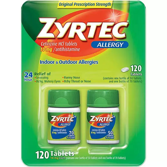 Zyrtec Antihistamine Allergy Tablets, 10 mg (120 count) Zyrtec